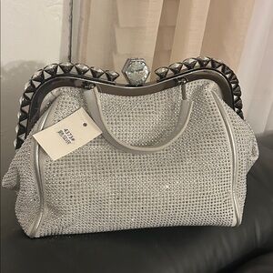 Chic Silver Studded Shoulder Bag
